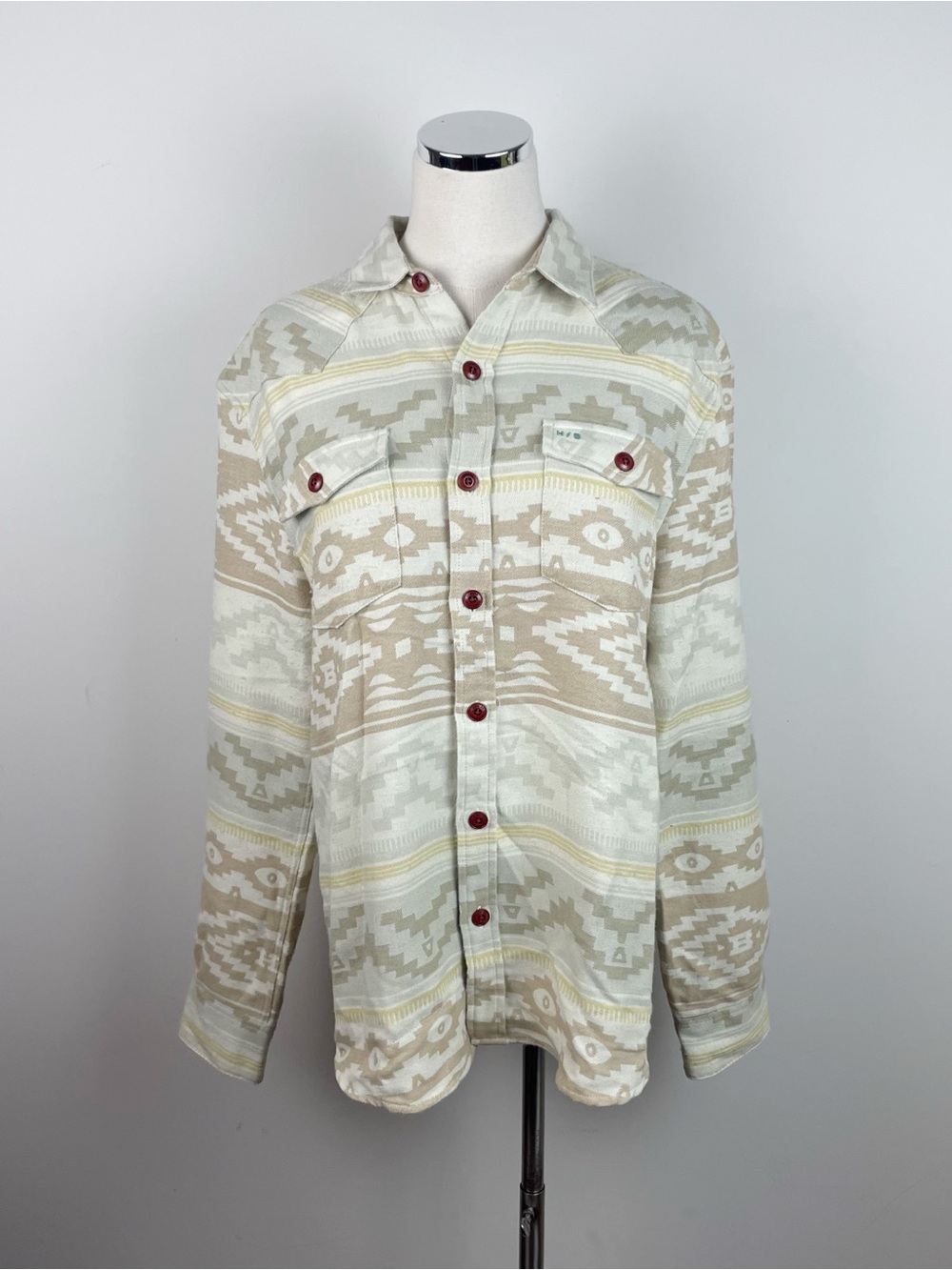 Howler Brothers Sheridan Tan Cream Flannel Terranova Bone Shirt Men Medium